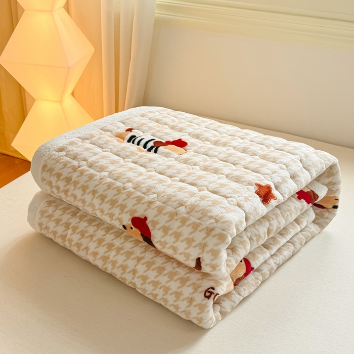 91家纺网 家纺一手货源 找家纺 优品惠 2025新款牛奶绒床垫床褥垫子床护垫冬季加绒加厚夹棉床盖 腊肠狗