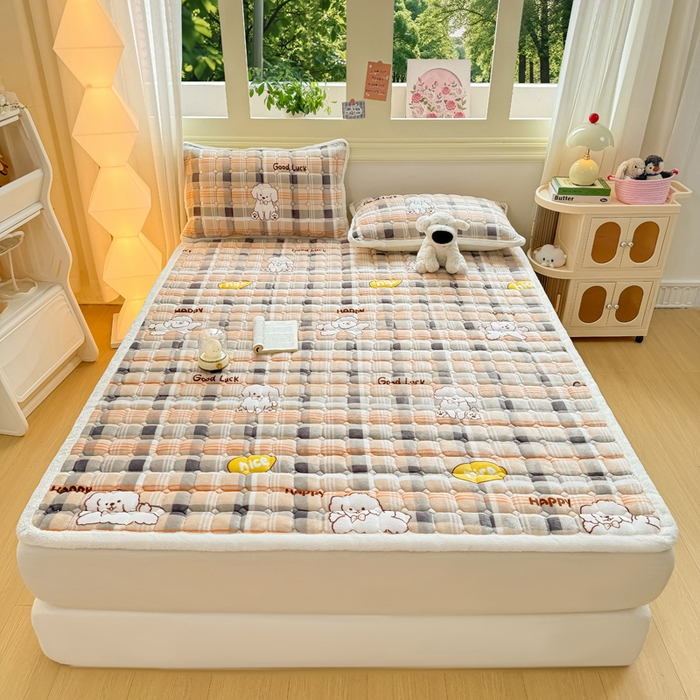 91家纺网 家纺一手货源 找家纺 优品惠 2025新款牛奶绒床垫床褥垫子床护垫冬季加绒加厚夹棉床盖 顽皮狗