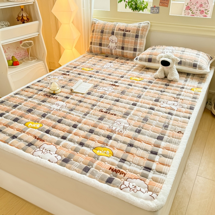 91家纺网 家纺一手货源 找家纺 优品惠 2025新款牛奶绒床垫床褥垫子床护垫冬季加绒加厚夹棉床盖 顽皮狗