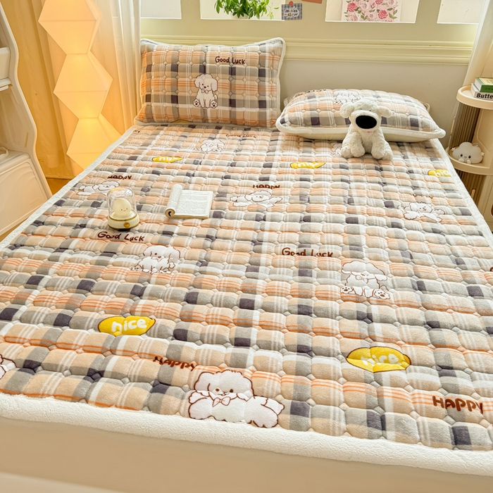 91家纺网 家纺一手货源 找家纺 优品惠 2025新款牛奶绒床垫床褥垫子床护垫冬季加绒加厚夹棉床盖 顽皮狗