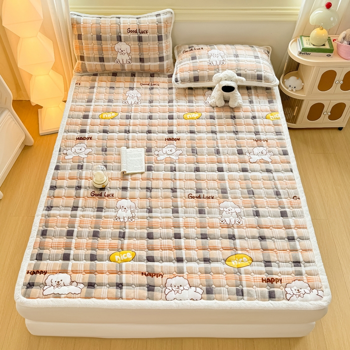 91家纺网 家纺一手货源 找家纺 优品惠 2025新款牛奶绒床垫床褥垫子床护垫冬季加绒加厚夹棉床盖 顽皮狗