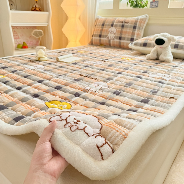 91家纺网 家纺一手货源 找家纺 优品惠 2025新款牛奶绒床垫床褥垫子床护垫冬季加绒加厚夹棉床盖 顽皮狗
