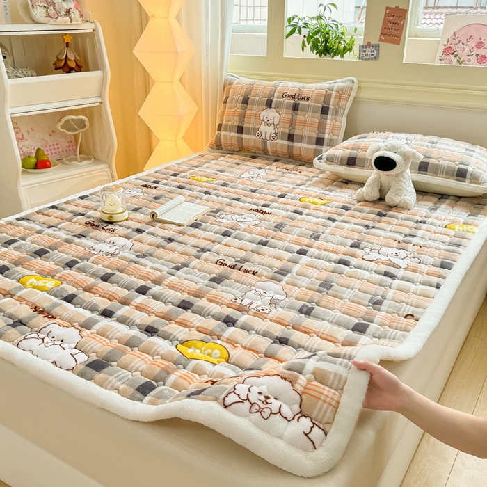 91家纺网 家纺一手货源 找家纺 优品惠 2025新款牛奶绒床垫床褥垫子床护垫冬季加绒加厚夹棉床盖 顽皮狗