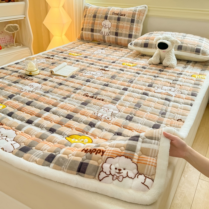 91家纺网 家纺一手货源 找家纺 优品惠 2025新款牛奶绒床垫床褥垫子床护垫冬季加绒加厚夹棉床盖 顽皮狗