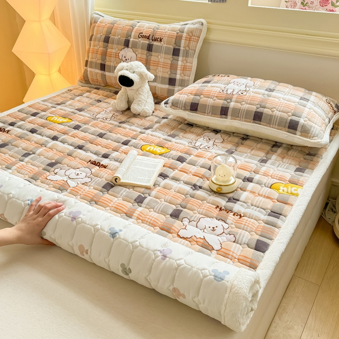 91家纺网 家纺一手货源 找家纺 优品惠 2025新款牛奶绒床垫床褥垫子床护垫冬季加绒加厚夹棉床盖 顽皮狗