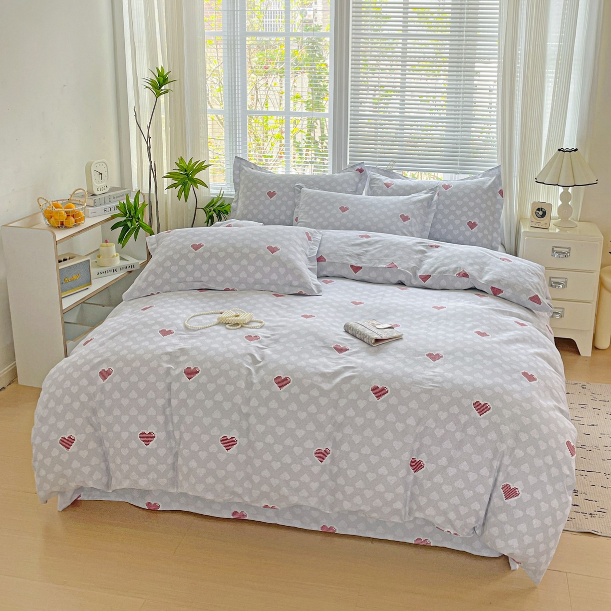 91家纺网 家纺一手货源 找家纺 文黛家居 2025新款全棉喷气印花全棉纯棉印花系列单品被套被套单件单被套 爱心日记