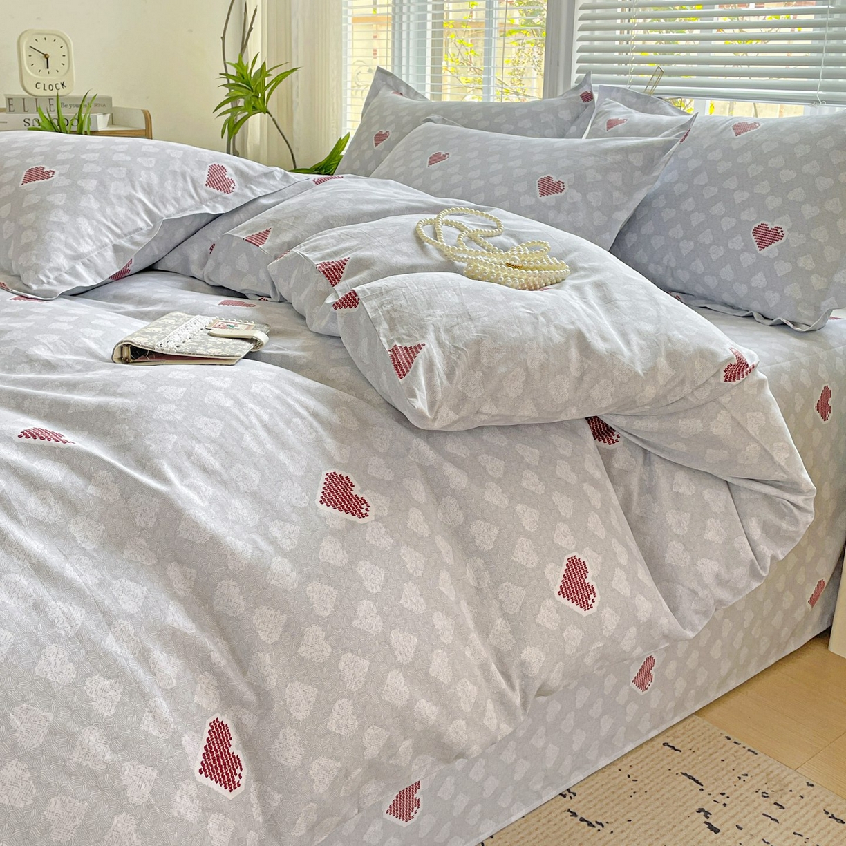 91家纺网 家纺一手货源 找家纺 文黛家居 2025新款全棉喷气印花全棉纯棉印花系列单品被套被套单件单被套 爱心日记