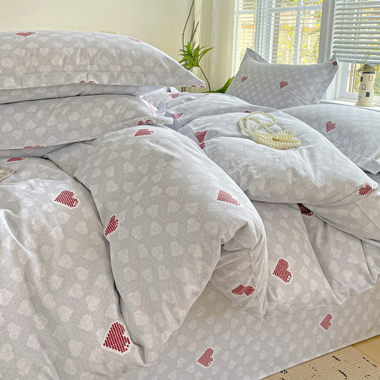 91家纺网 家纺一手货源 找家纺 文黛家居 2025新款全棉喷气印花全棉纯棉印花系列单品被套被套单件单被套 爱心日记