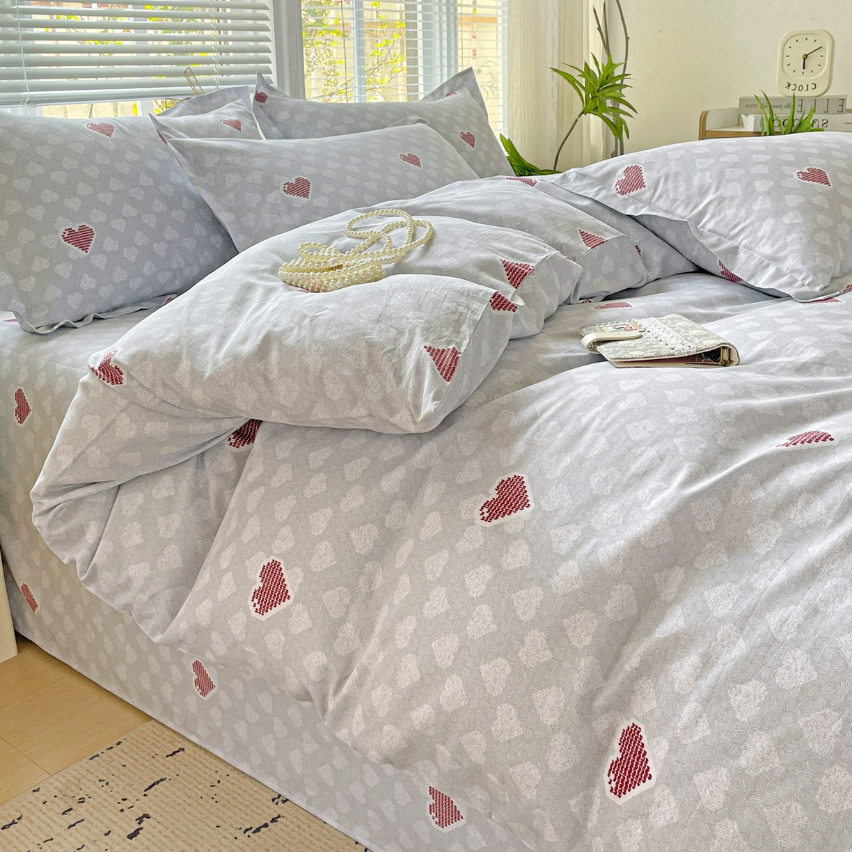 91家纺网 家纺一手货源 找家纺 文黛家居 2025新款全棉喷气印花全棉纯棉印花系列单品被套被套单件单被套 爱心日记