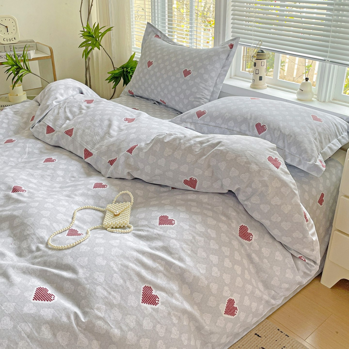 91家纺网 家纺一手货源 找家纺 文黛家居 2025新款全棉喷气印花全棉纯棉印花系列单品被套被套单件单被套 爱心日记