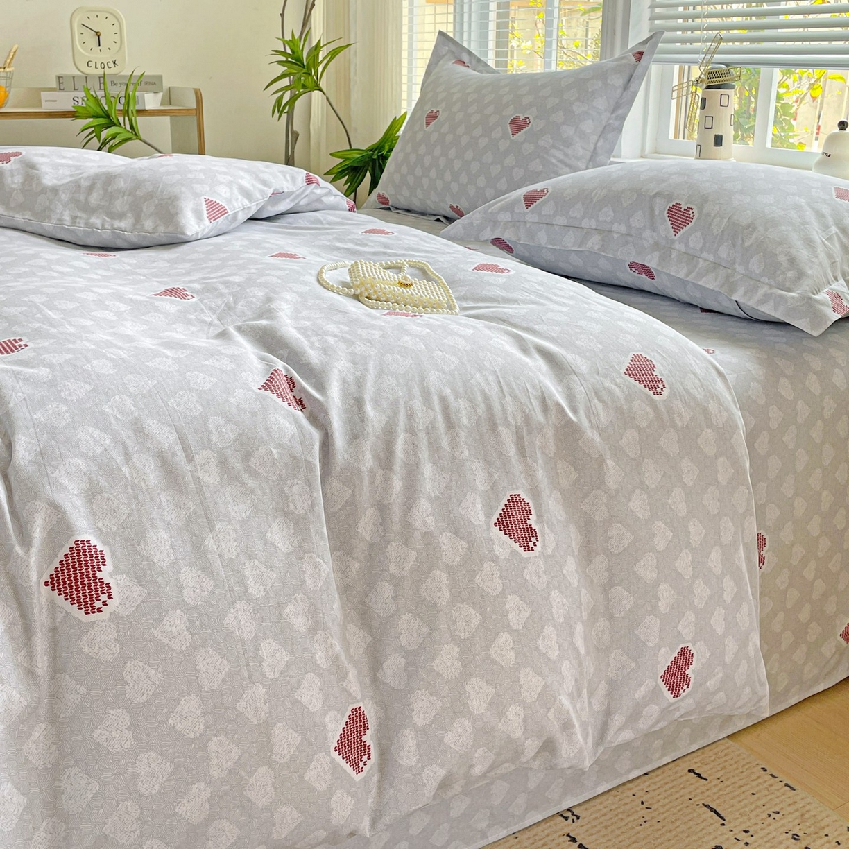 91家纺网 家纺一手货源 找家纺 文黛家居 2025新款全棉喷气印花全棉纯棉印花系列单品被套被套单件单被套 爱心日记