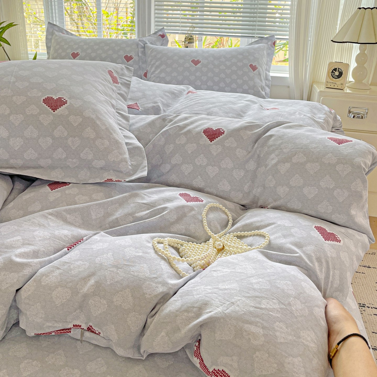 91家纺网 家纺一手货源 找家纺 文黛家居 2025新款全棉喷气印花全棉纯棉印花系列单品被套被套单件单被套 爱心日记