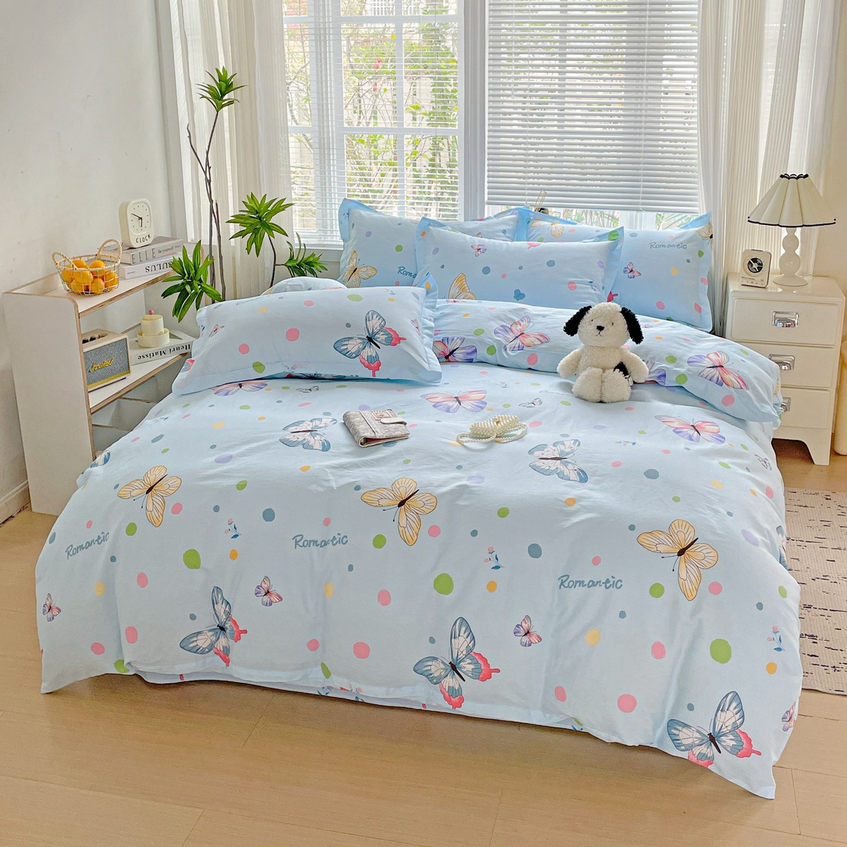 91家纺网 家纺一手货源 找家纺 文黛家居 2025新款全棉喷气印花全棉纯棉印花系列单品被套被套单件单被套 蝶舞-兰