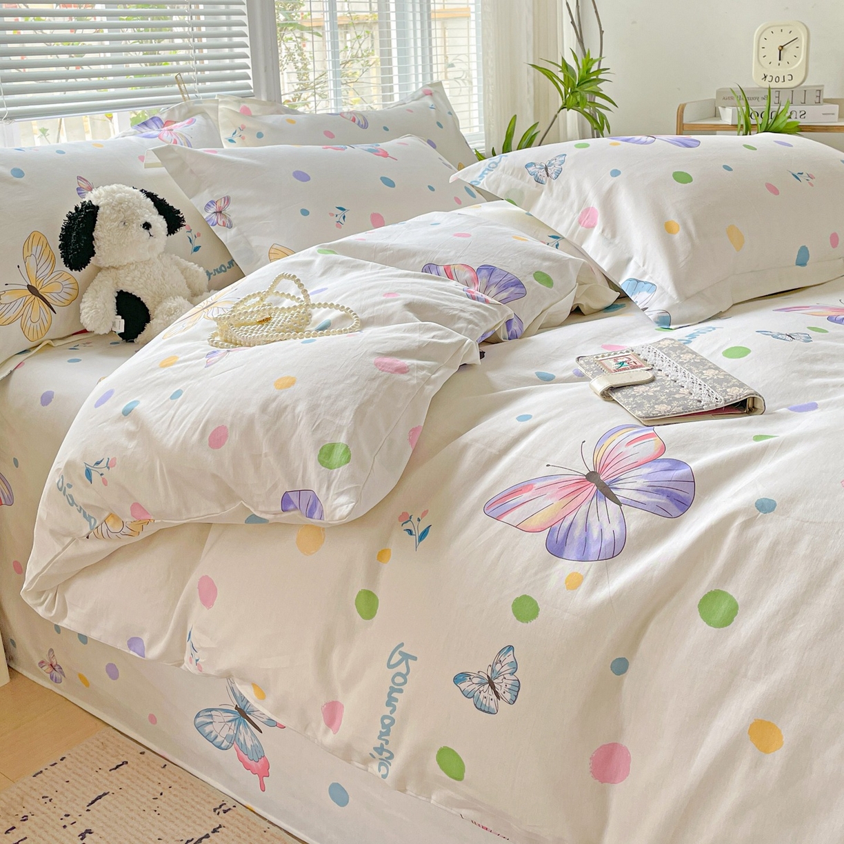 91家纺网 家纺一手货源 找家纺 文黛家居 2025新款全棉喷气印花全棉纯棉印花系列单品被套被套单件单被套 蝶舞-米黄