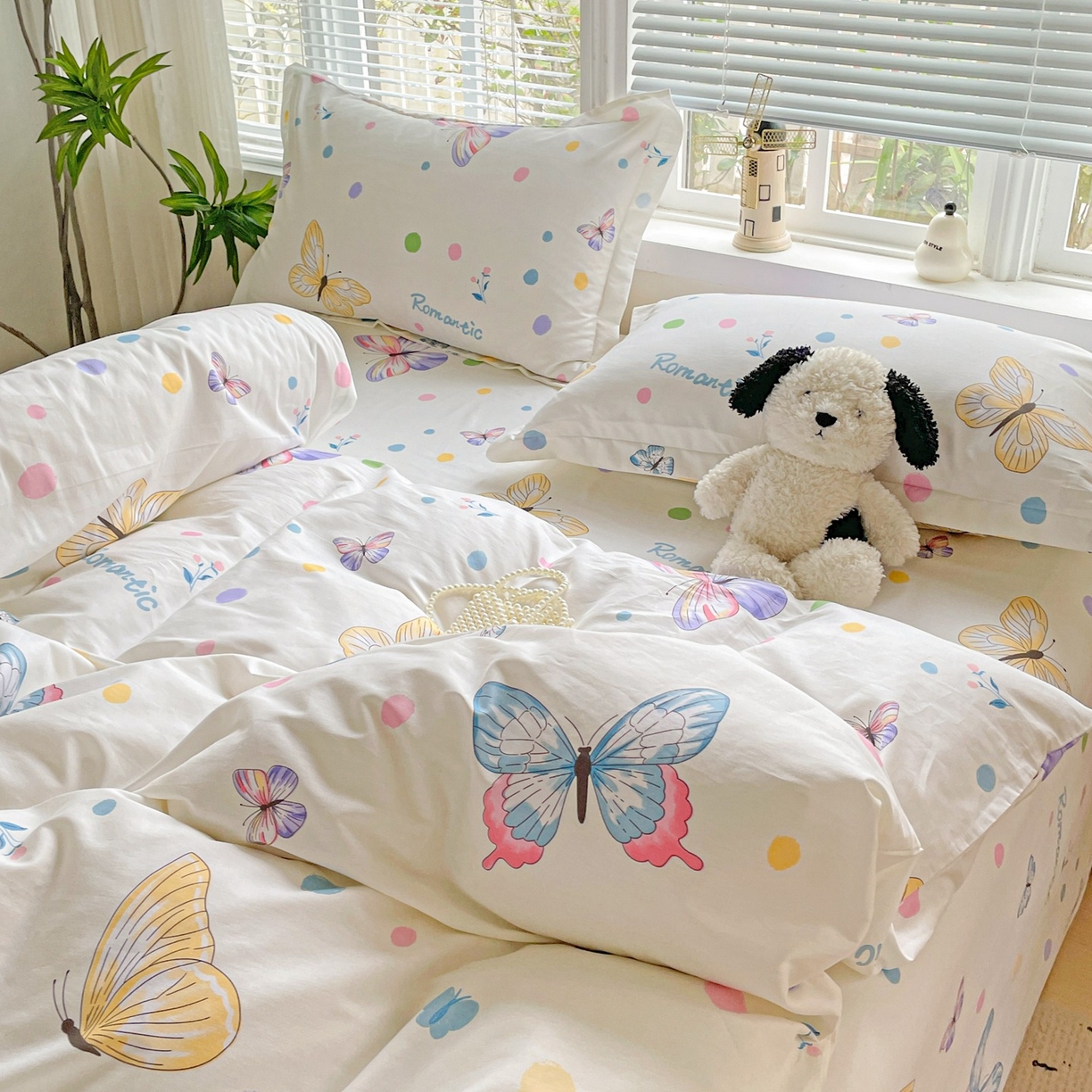 91家纺网 家纺一手货源 找家纺 文黛家居 2025新款全棉喷气印花全棉纯棉印花系列单品被套被套单件单被套 蝶舞-米黄