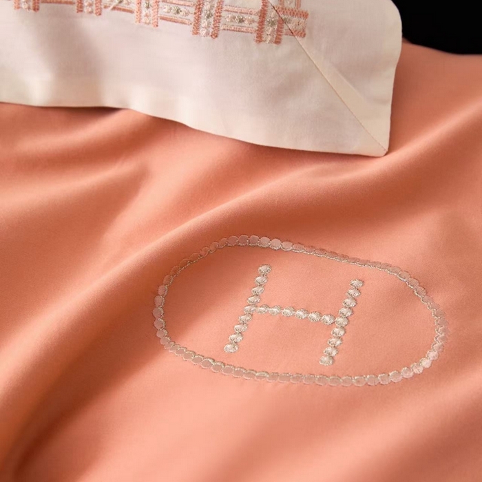 91家纺网 家纺一手货源 找家纺 嘉汀兰家居 2025新款长绒棉磨毛四件套—蔓莎 桔色