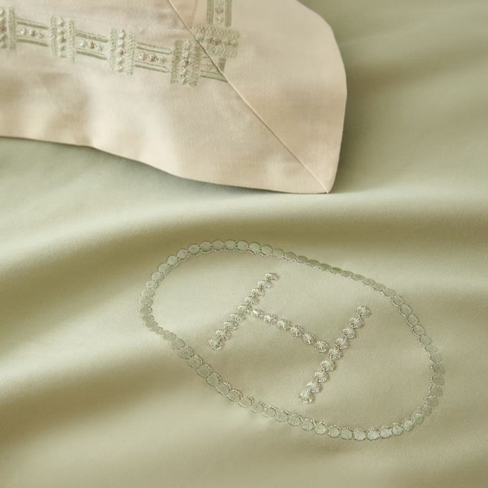 91家纺网 家纺一手货源 找家纺 嘉汀兰家居 2025新款长绒棉磨毛四件套—蔓莎 绿色