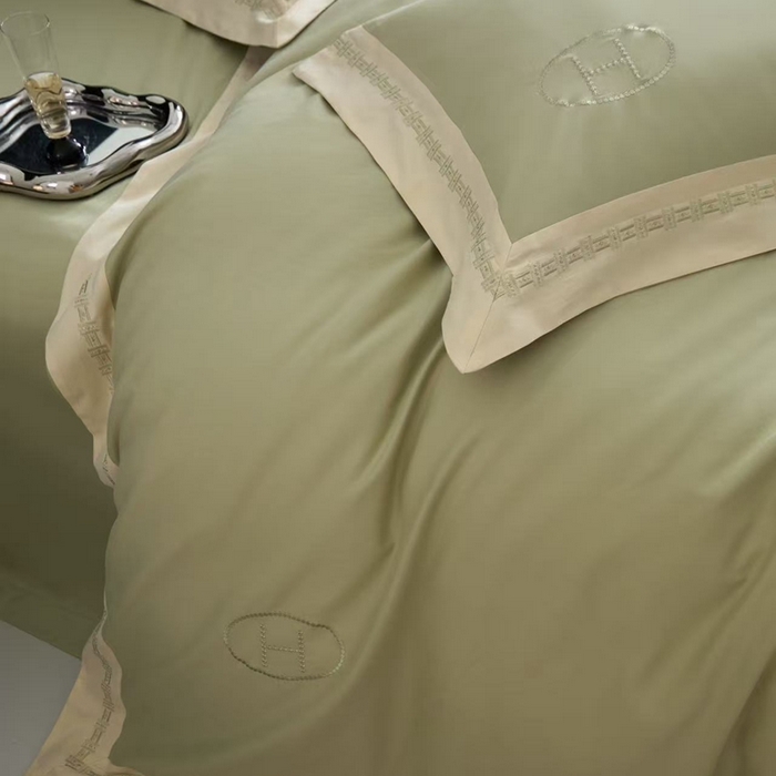 91家纺网 家纺一手货源 找家纺 嘉汀兰家居 2025新款长绒棉磨毛四件套—蔓莎 绿色