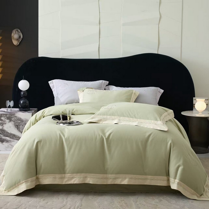 91家纺网 家纺一手货源 找家纺 嘉汀兰家居 2025新款长绒棉磨毛四件套—蔓莎 绿色