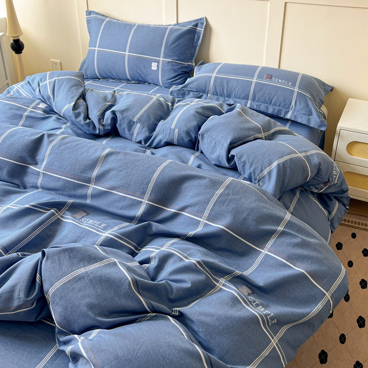 91家纺网 家纺一手货源 找家纺 文黛家居 2025新款全棉喷气印花全棉纯棉印花系列单品被套被套单件单被套 格韵