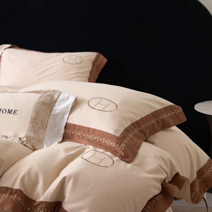 91家纺网 家纺一手货源 找家纺 嘉汀兰家居 2025新款长绒棉磨毛四件套—蔓莎 香槟