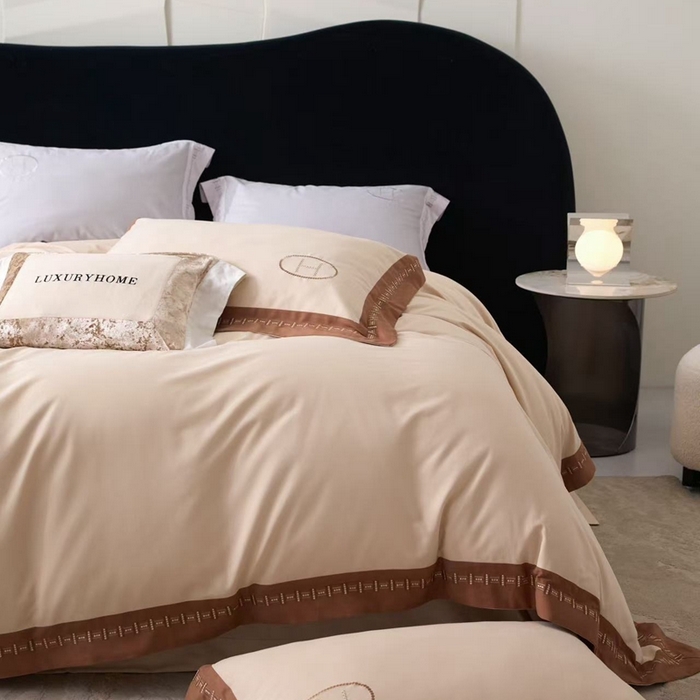 91家纺网 家纺一手货源 找家纺 嘉汀兰家居 2025新款长绒棉磨毛四件套—蔓莎 香槟