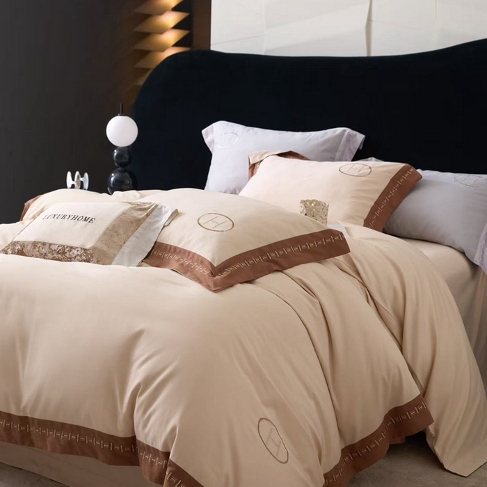 91家纺网 家纺一手货源 找家纺 嘉汀兰家居 2025新款长绒棉磨毛四件套—蔓莎 香槟