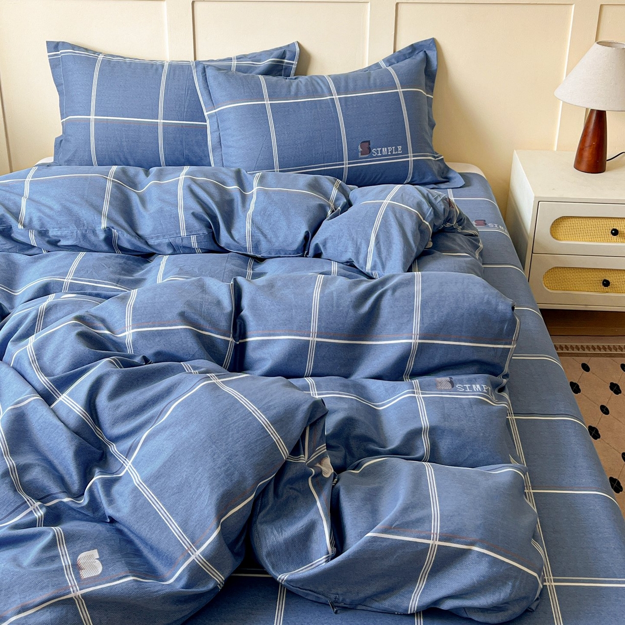 91家纺网 家纺一手货源 找家纺 文黛家居 2025新款全棉喷气印花全棉纯棉印花系列单品被套被套单件单被套 格韵