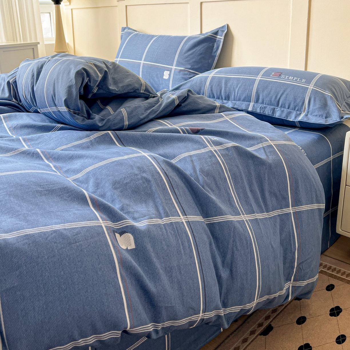 91家纺网 家纺一手货源 找家纺 文黛家居 2025新款全棉喷气印花全棉纯棉印花系列单品被套被套单件单被套 格韵