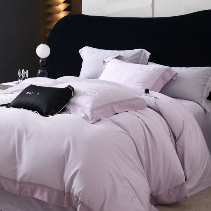 91家纺网 家纺一手货源 找家纺 嘉汀兰家居 2025新款长绒棉磨毛四件套—蔓莎 紫色