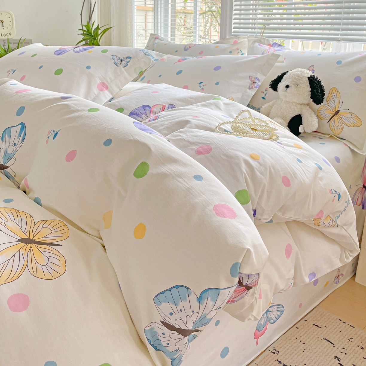 文黛家居 2025新款全棉喷气印花全棉纯棉印花系列四件套 蝶舞-米黄