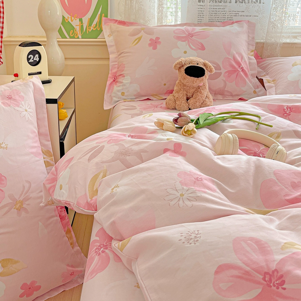 91家纺网 家纺一手货源 找家纺 文黛家居 2025新款全棉喷气印花全棉纯棉印花系列单品被套被套单件单被套 花间舞