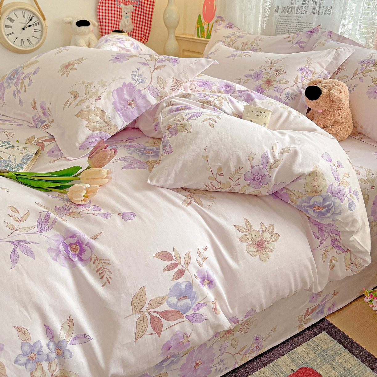 91家纺网 家纺一手货源 找家纺 文黛家居 2025新款全棉喷气印花全棉纯棉印花系列单品被套被套单件单被套 花媚柔情