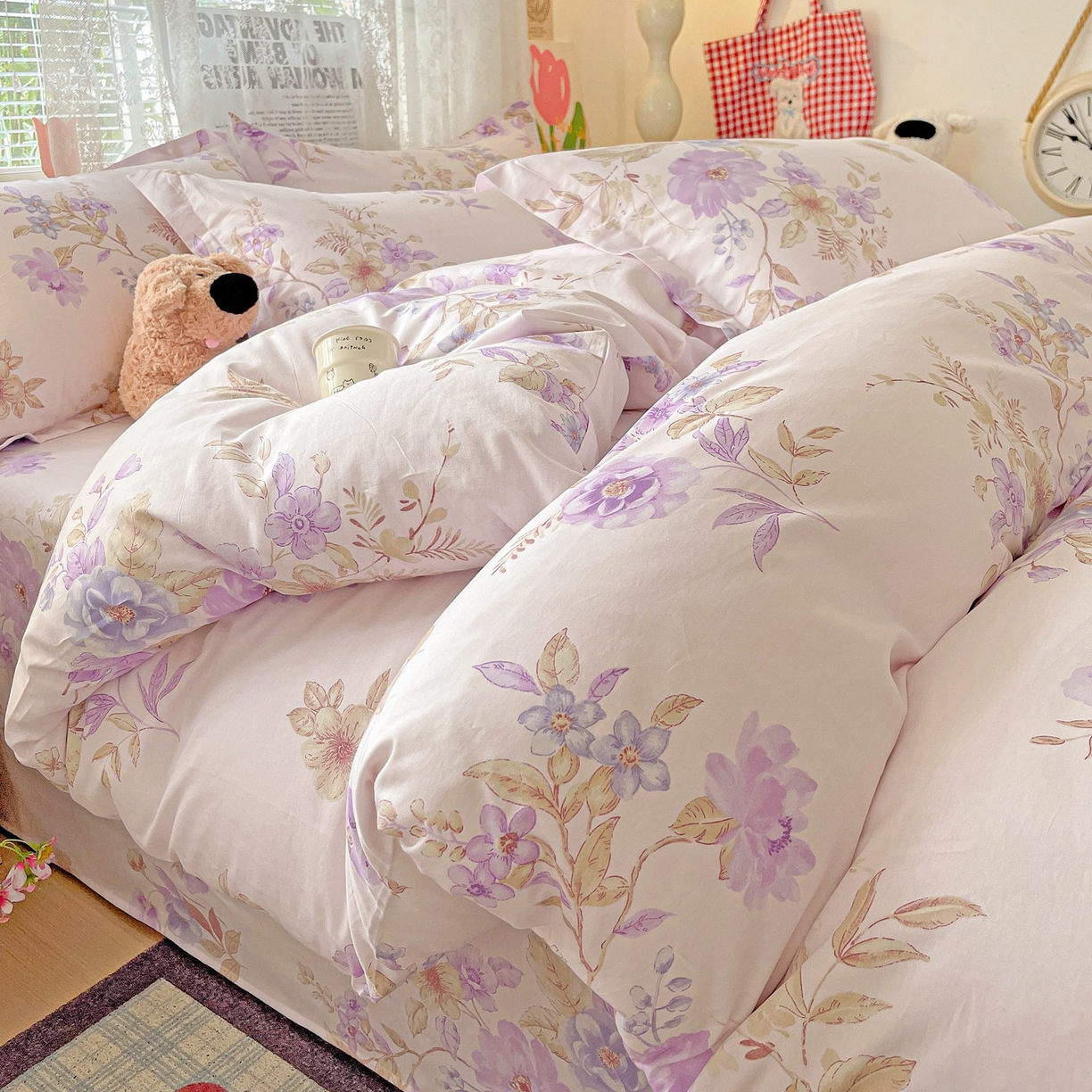 91家纺网 家纺一手货源 找家纺 文黛家居 2025新款全棉喷气印花全棉纯棉印花系列单品被套被套单件单被套 花媚柔情