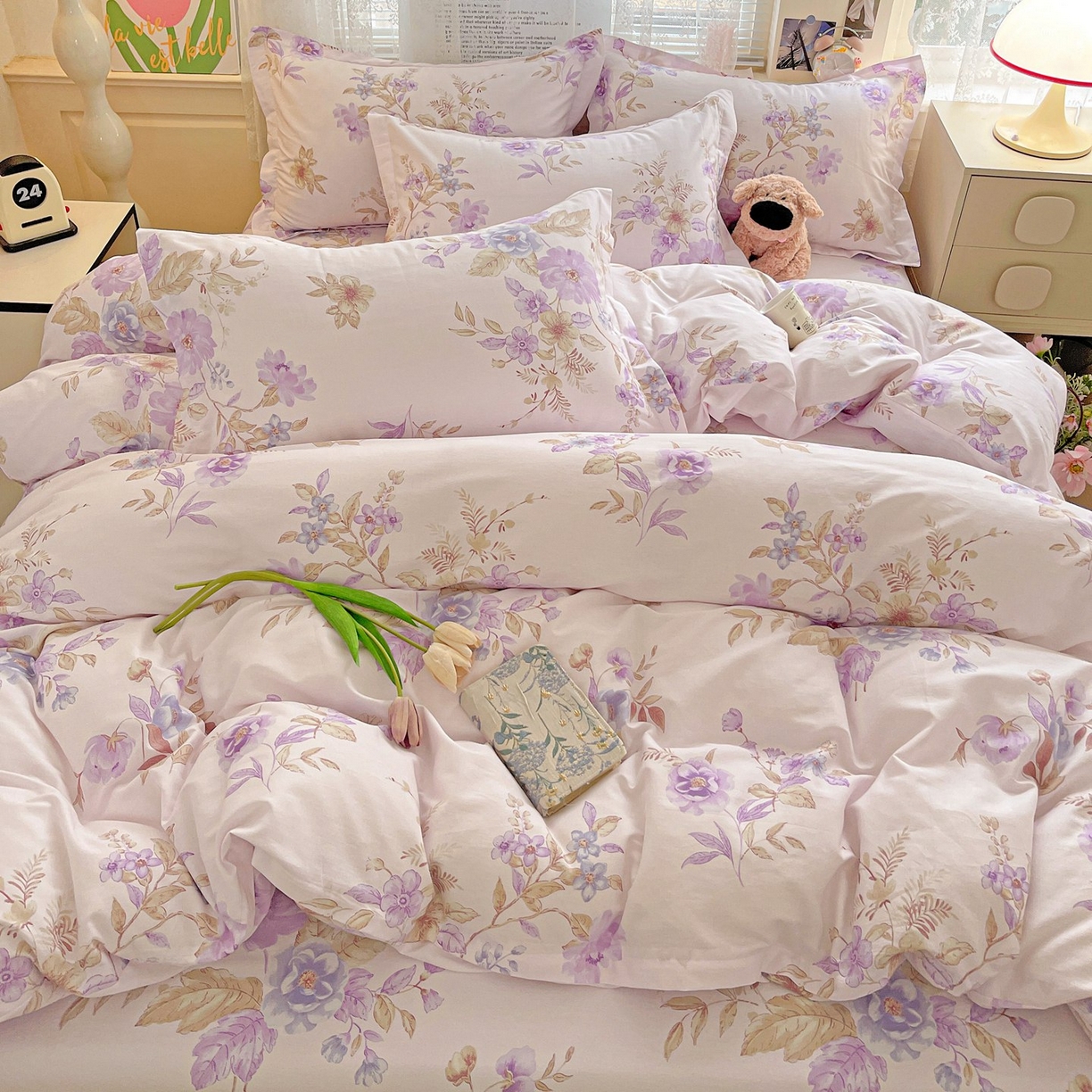 91家纺网 家纺一手货源 找家纺 文黛家居 2025新款全棉喷气印花全棉纯棉印花系列单品被套被套单件单被套 花媚柔情