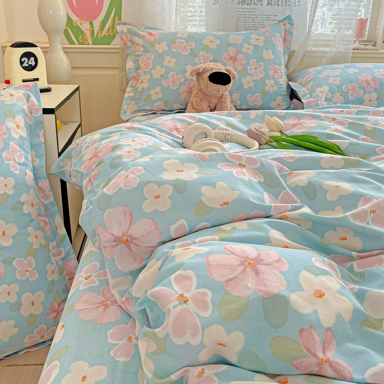 91家纺网 家纺一手货源 找家纺 文黛家居 2025新款全棉喷气印花全棉纯棉印花系列单品被套被套单件单被套 花香四溢