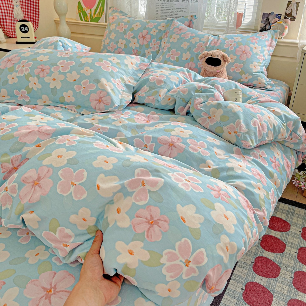 91家纺网 家纺一手货源 找家纺 文黛家居 2025新款全棉喷气印花全棉纯棉印花系列单品被套被套单件单被套 花香四溢