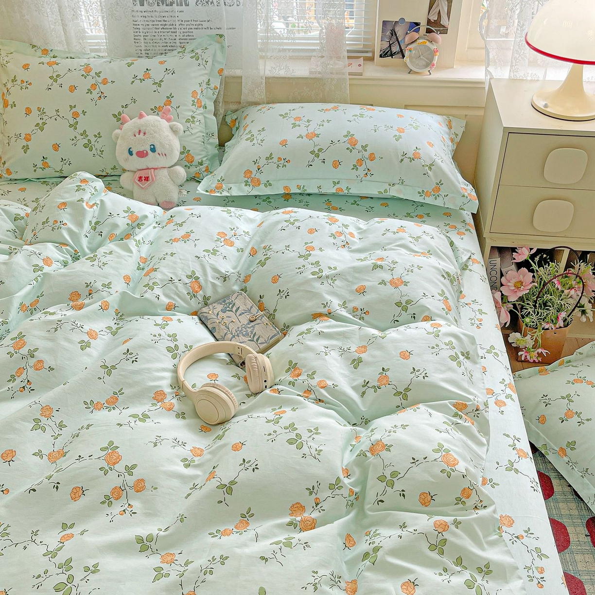 91家纺网 家纺一手货源 找家纺 文黛家居 2025新款全棉喷气印花全棉纯棉印花系列单品被套被套单件单被套 花想容