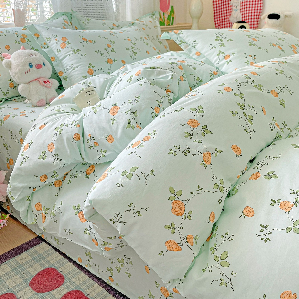 91家纺网 家纺一手货源 找家纺 文黛家居 2025新款全棉喷气印花全棉纯棉印花系列单品被套被套单件单被套 花想容