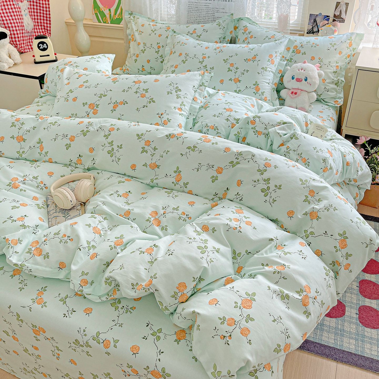 91家纺网 家纺一手货源 找家纺 文黛家居 2025新款全棉喷气印花全棉纯棉印花系列单品被套被套单件单被套 花想容