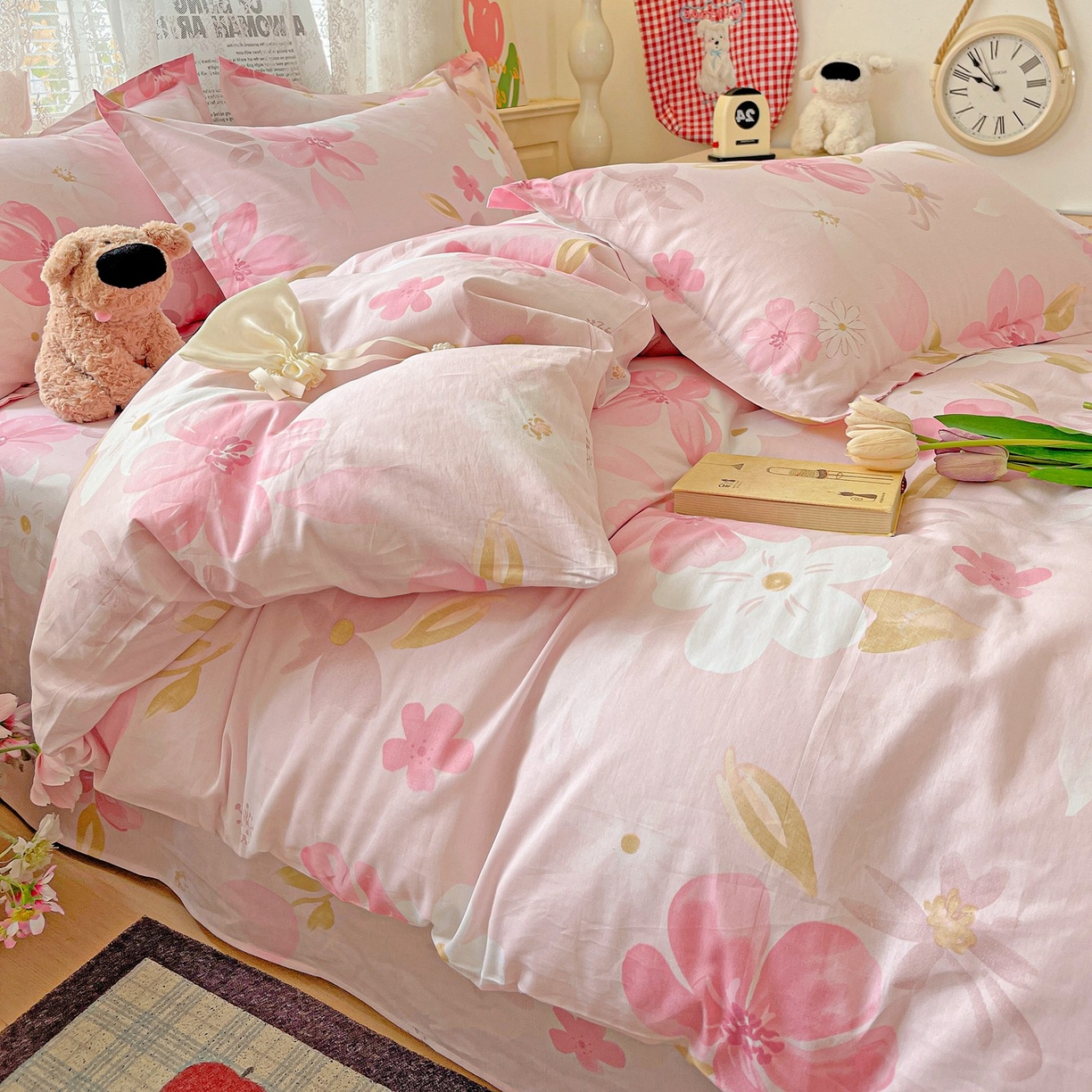 91家纺网 家纺一手货源 找家纺 文黛家居 2025新款全棉喷气印花全棉纯棉印花系列四件套 花间舞