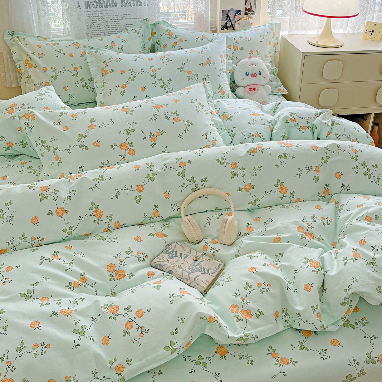 91家纺网 家纺一手货源 找家纺 文黛家居 2025新款全棉喷气印花全棉纯棉印花系列单品被套被套单件单被套 花想容