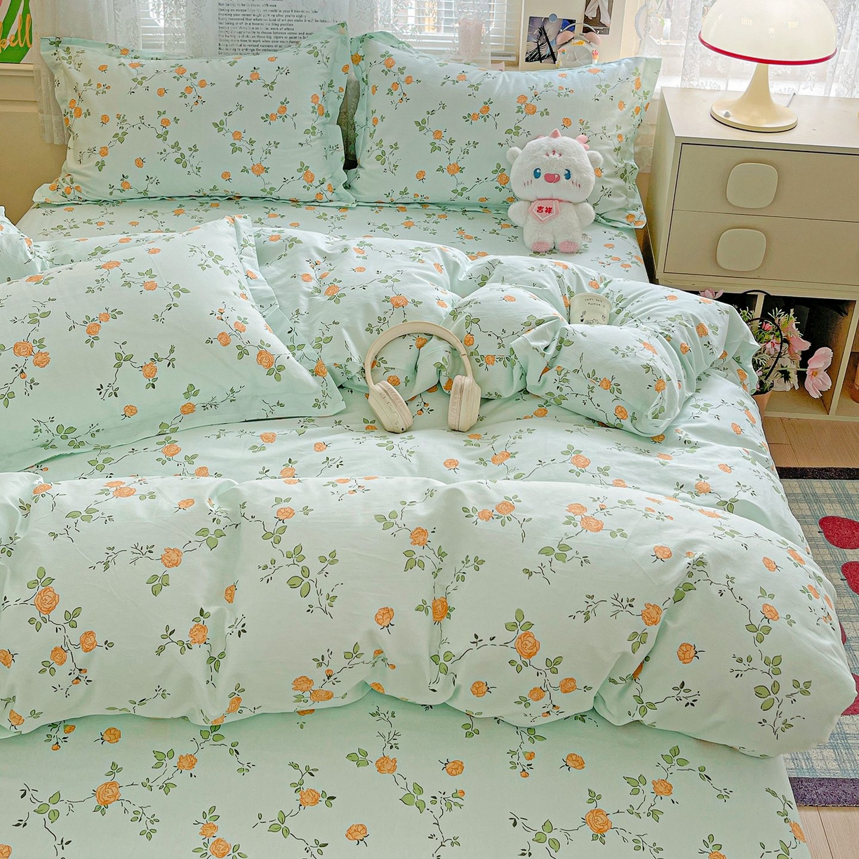 91家纺网 家纺一手货源 找家纺 文黛家居 2025新款全棉喷气印花全棉纯棉印花系列单品被套被套单件单被套 花想容