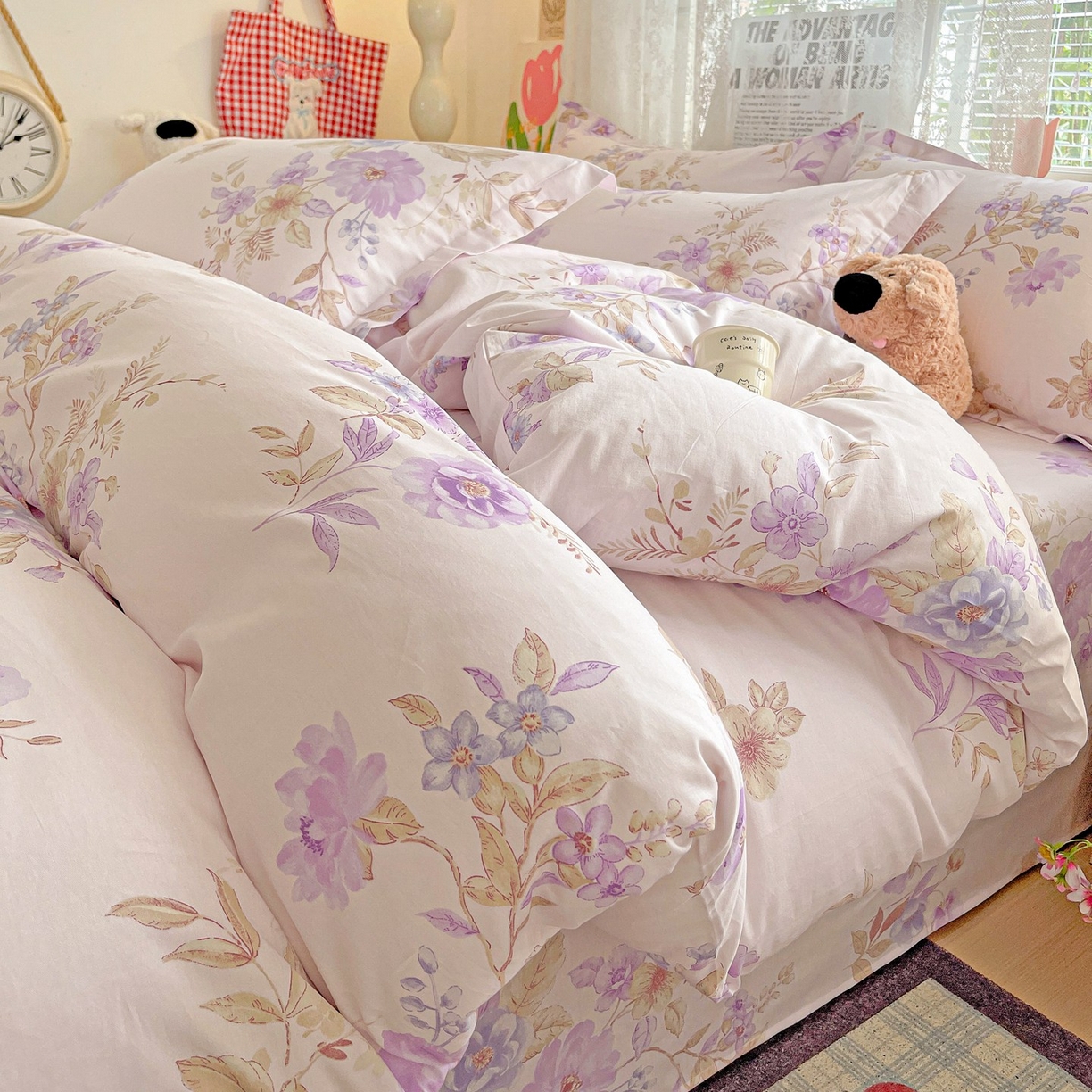 文黛家居 2025新款全棉喷气印花全棉纯棉印花系列四件套 花媚柔情