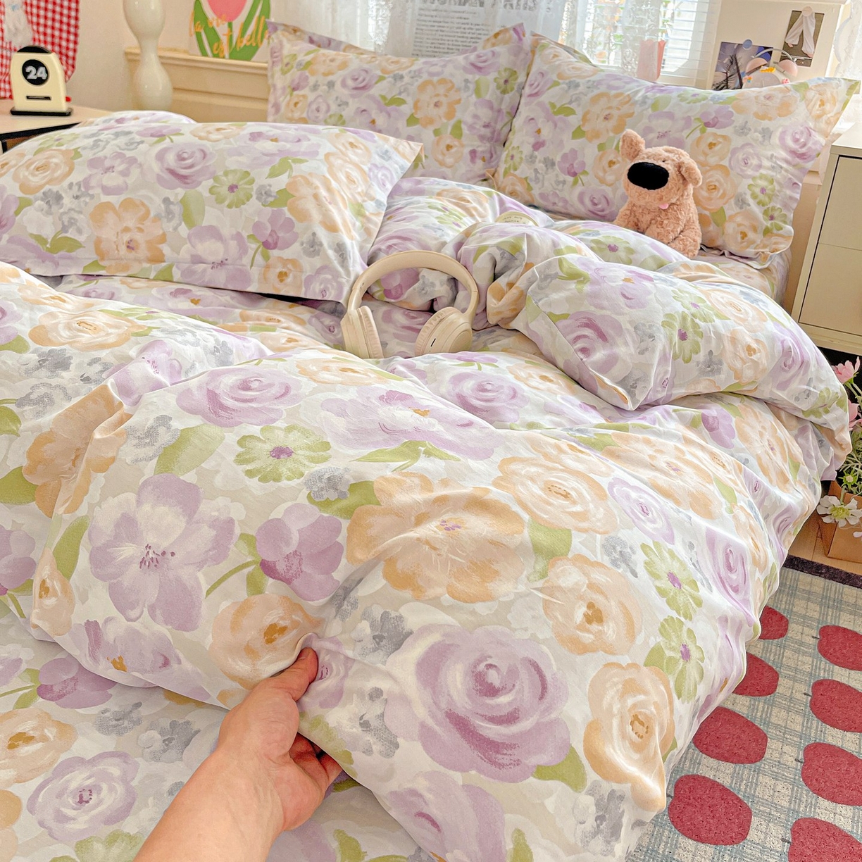 91家纺网 家纺一手货源 找家纺 文黛家居 2025新款全棉喷气印花全棉纯棉印花系列单品被套被套单件单被套 佳人有约