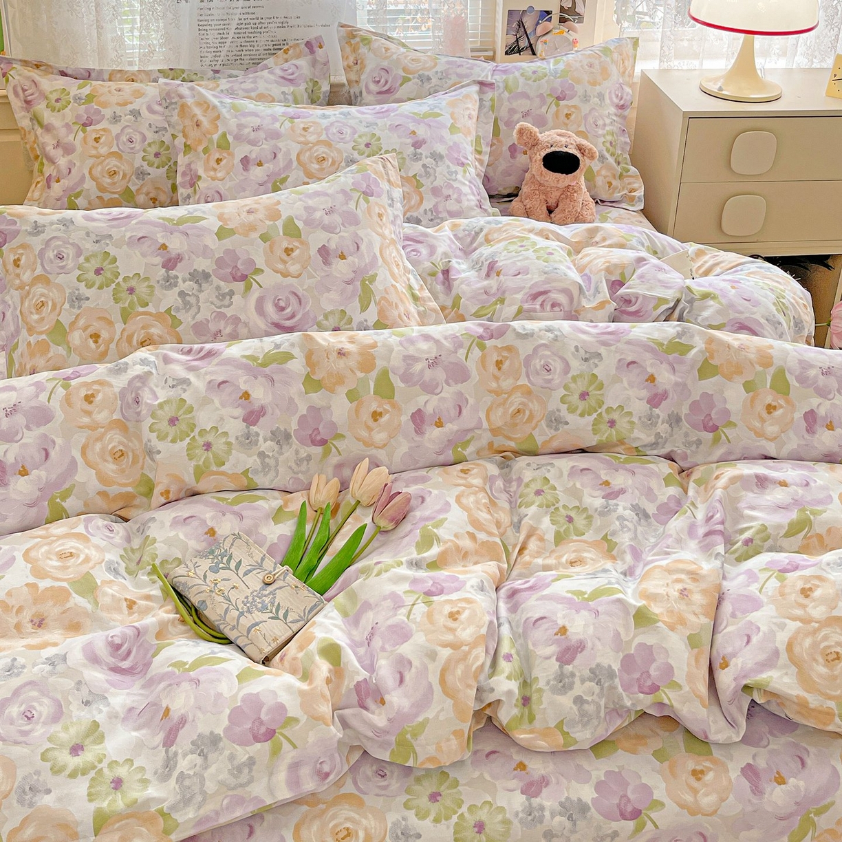 91家纺网 家纺一手货源 找家纺 文黛家居 2025新款全棉喷气印花全棉纯棉印花系列单品被套被套单件单被套 佳人有约