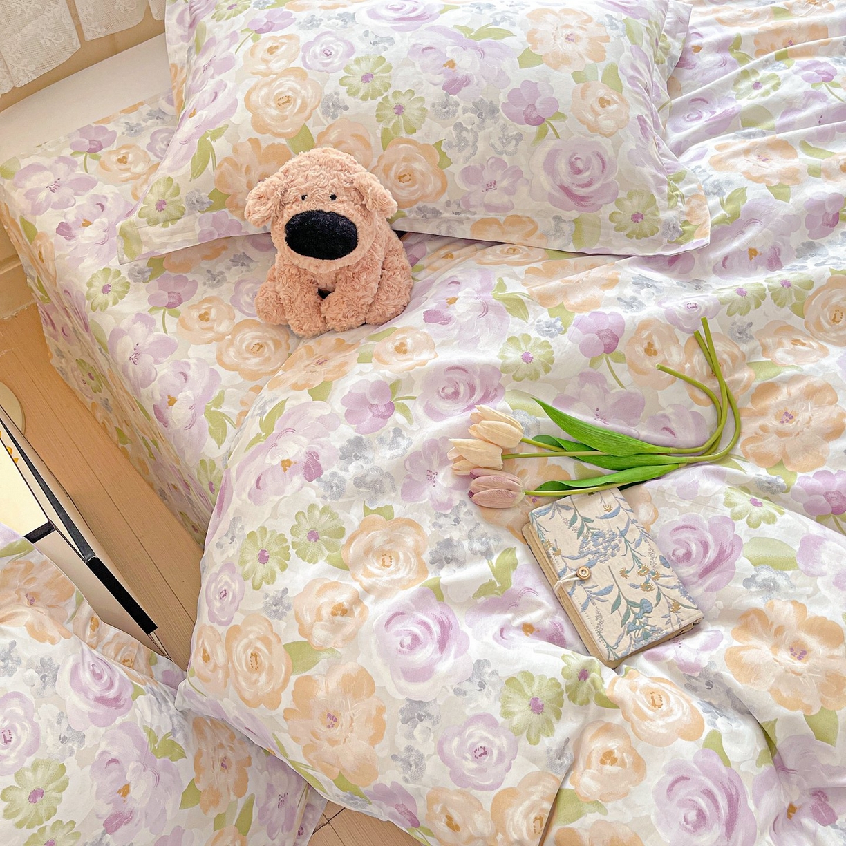 91家纺网 家纺一手货源 找家纺 文黛家居 2025新款全棉喷气印花全棉纯棉印花系列单品被套被套单件单被套 佳人有约