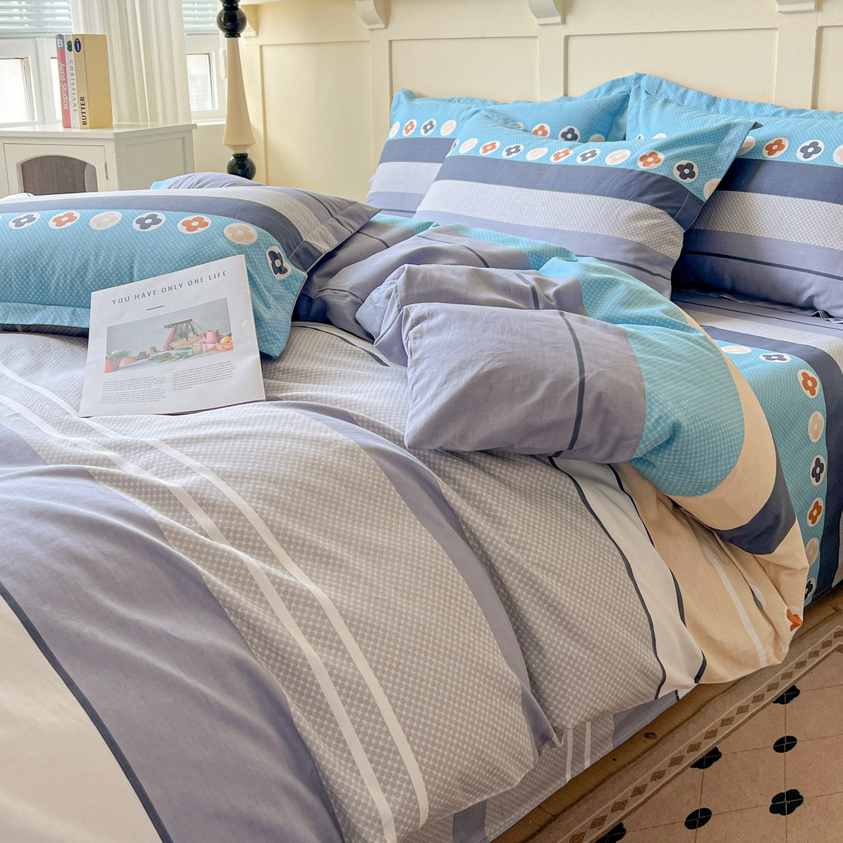 91家纺网 家纺一手货源 找家纺 文黛家居 2025新款全棉喷气印花全棉纯棉印花系列单品被套被套单件单被套 兰卡