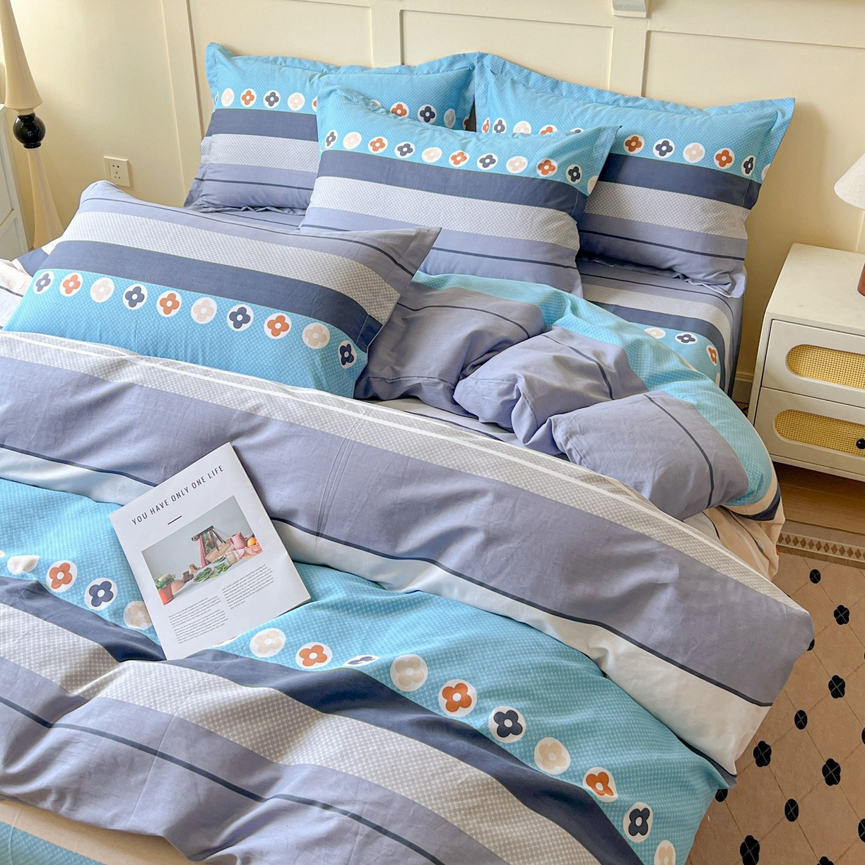 91家纺网 家纺一手货源 找家纺 文黛家居 2025新款全棉喷气印花全棉纯棉印花系列单品被套被套单件单被套 兰卡