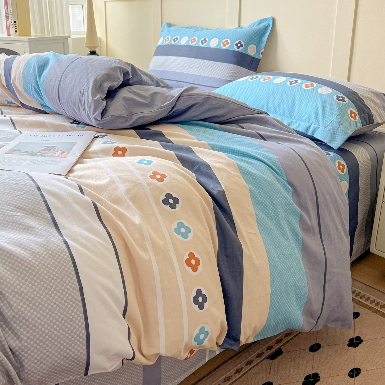 91家纺网 家纺一手货源 找家纺 文黛家居 2025新款全棉喷气印花全棉纯棉印花系列单品被套被套单件单被套 兰卡